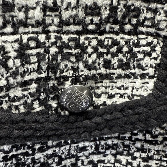 Talbots Women's Blazer Sz Small Petite Coat Open Lined Black White Tweed Pockets - Picture 6 of 12